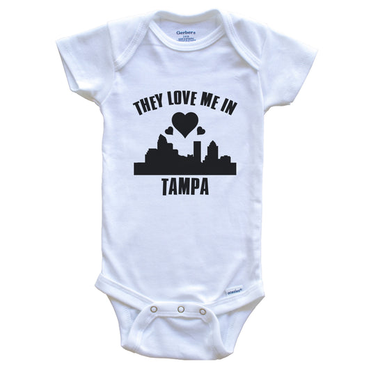 They Love Me In Tampa Florida Hearts Skyline One Piece Baby Bodysuit