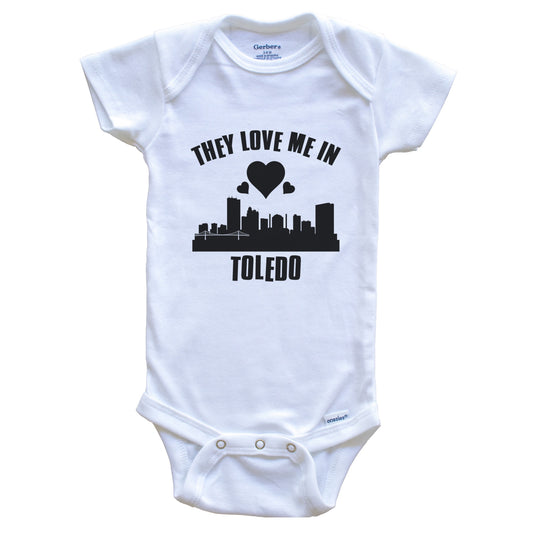 They Love Me In Toledo Ohio Hearts Skyline One Piece Baby Bodysuit