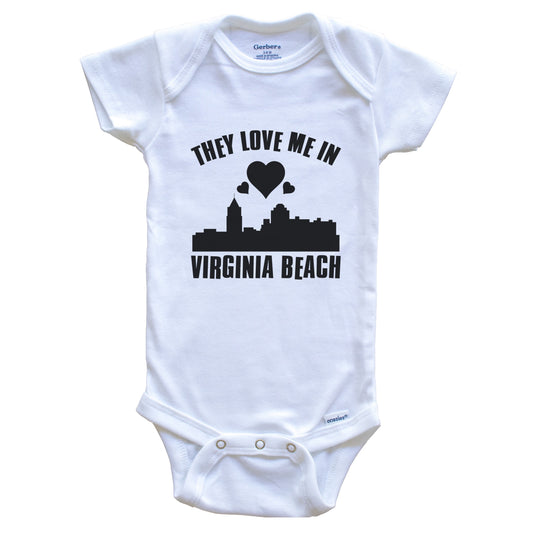 They Love Me In Virginia Beach Virginia Hearts Skyline One Piece Baby Bodysuit