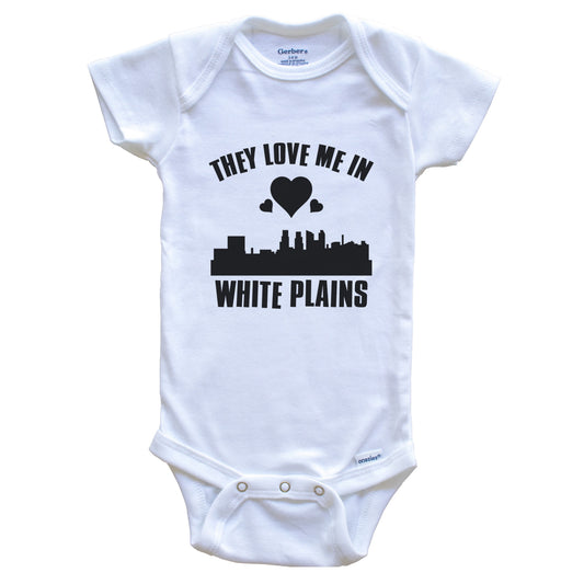 They Love Me In White Plains New York Hearts Skyline One Piece Baby Bodysuit