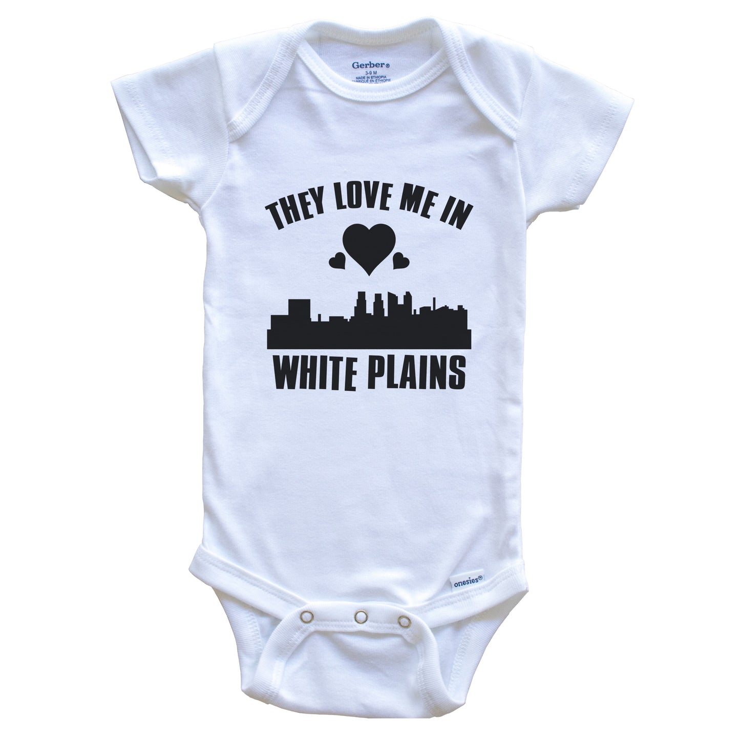 They Love Me In White Plains New York Hearts Skyline One Piece Baby Bodysuit