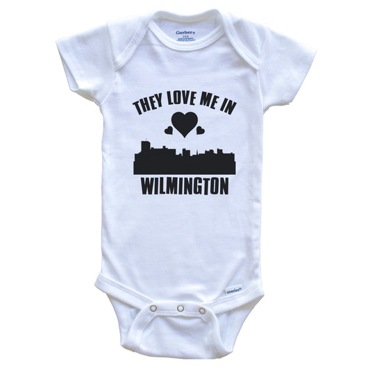 They Love Me In Wilmington North Carolina Hearts Skyline One Piece Baby Bodysuit