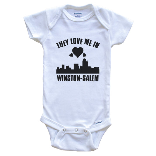 They Love Me In Winston-Salem North Carolina Hearts Skyline One Piece Baby Bodysuit