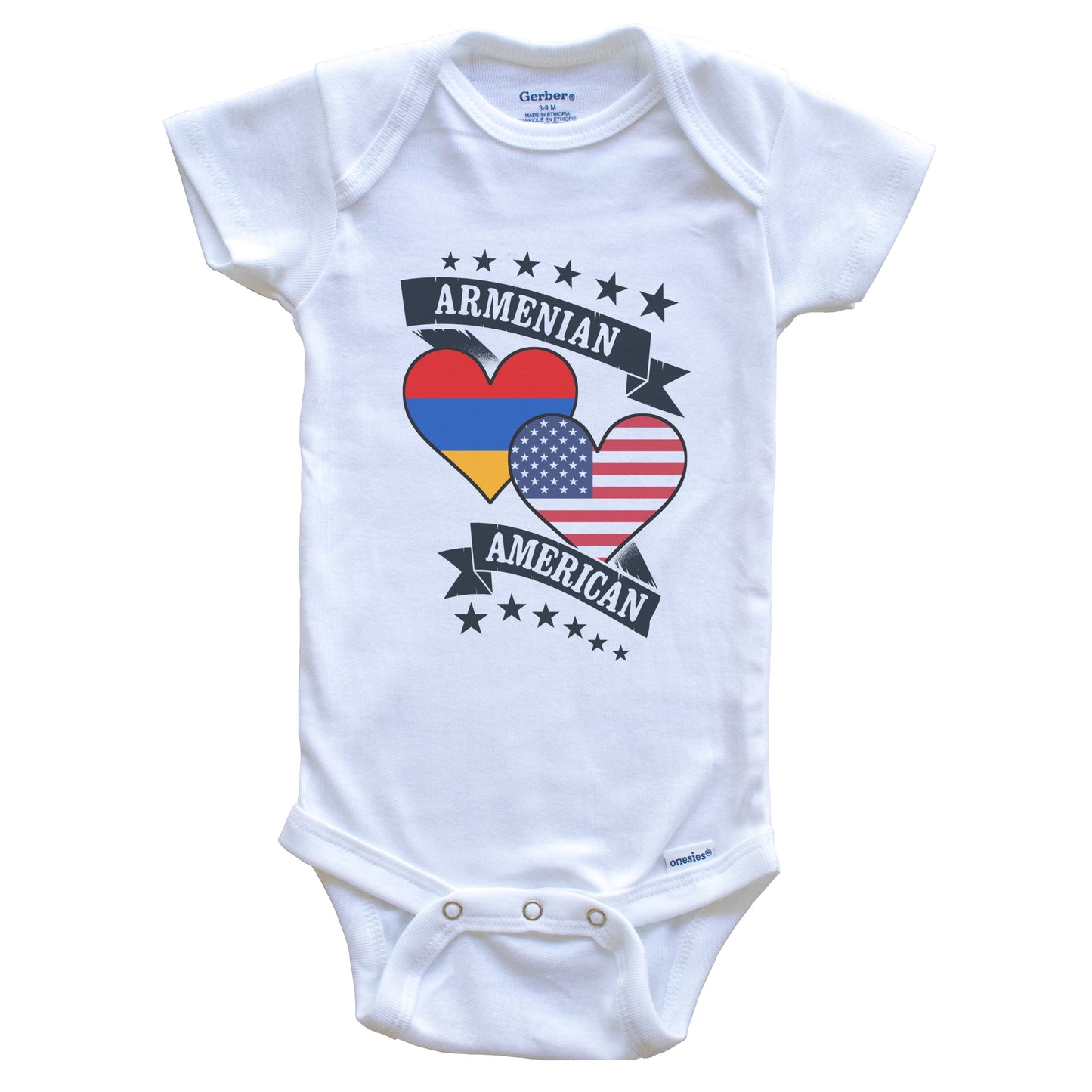 Armenian American Heart Flags Armenia America Baby Bodysuit