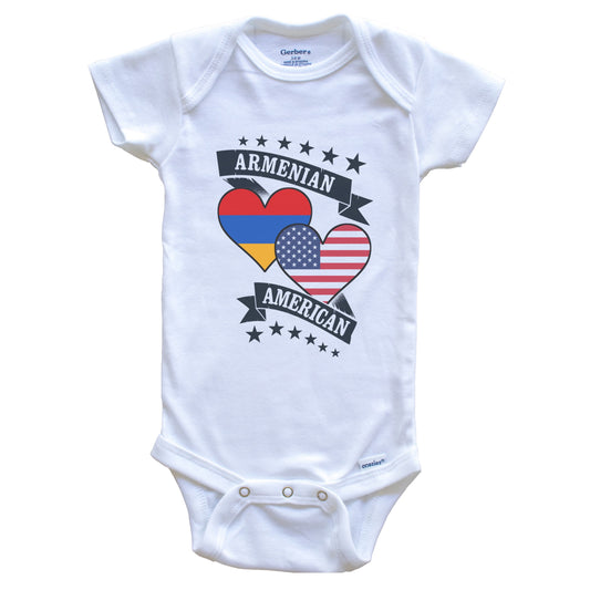 Armenian American Heart Flags Armenia America Baby Bodysuit