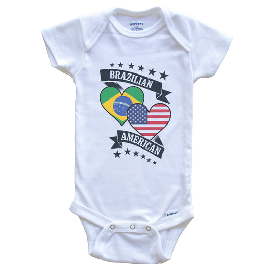 Brazilian American Heart Flags Brazil America Baby Bodysuit