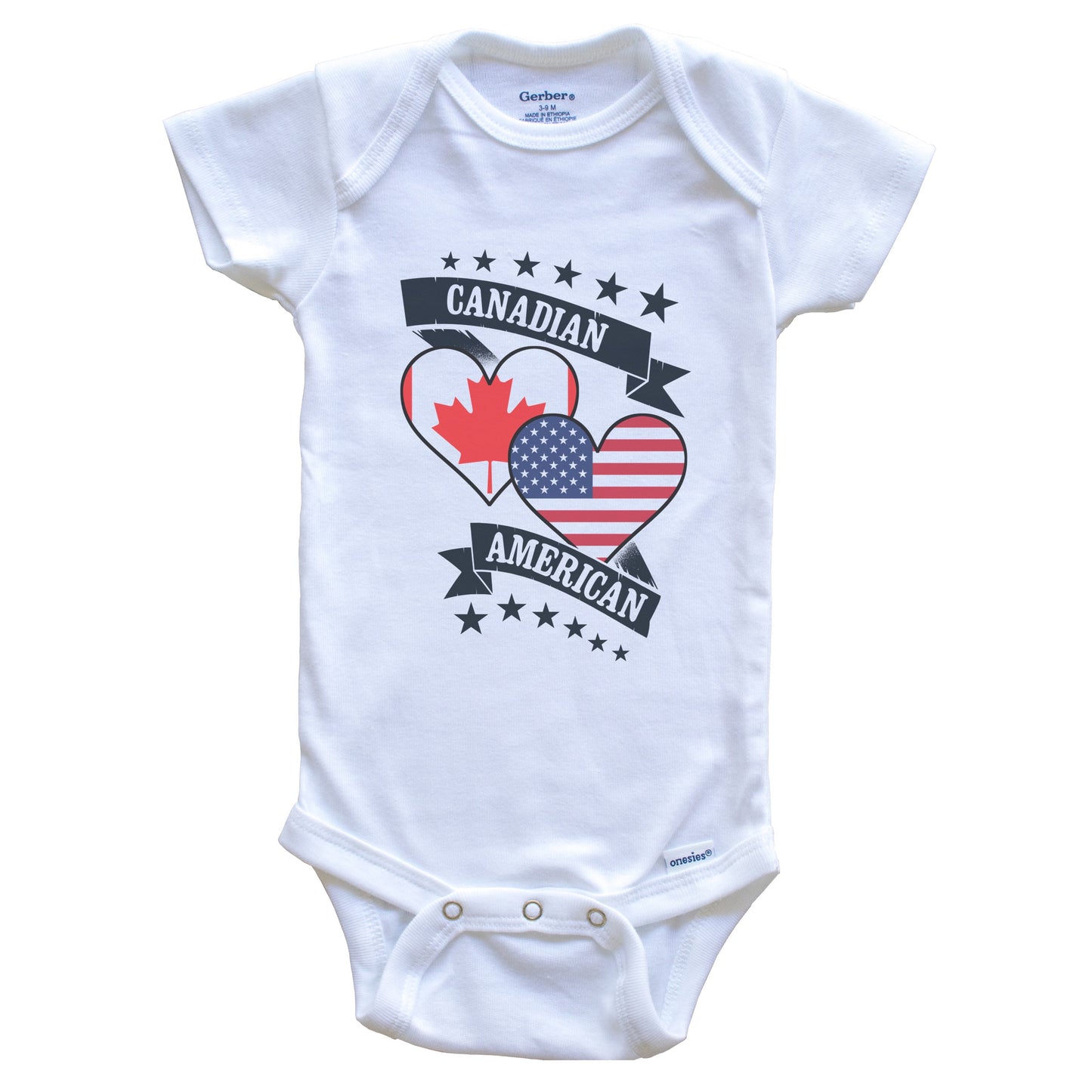 Canadian American Heart Flags Canada America Baby Bodysuit