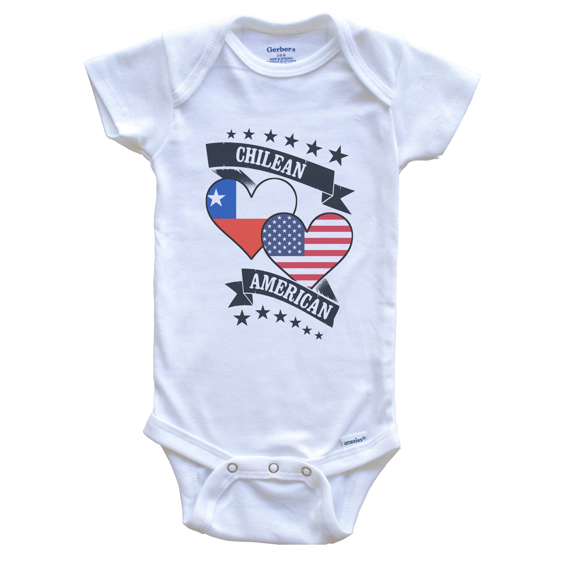 Chilean American Heart Flags Chile America Baby Bodysuit