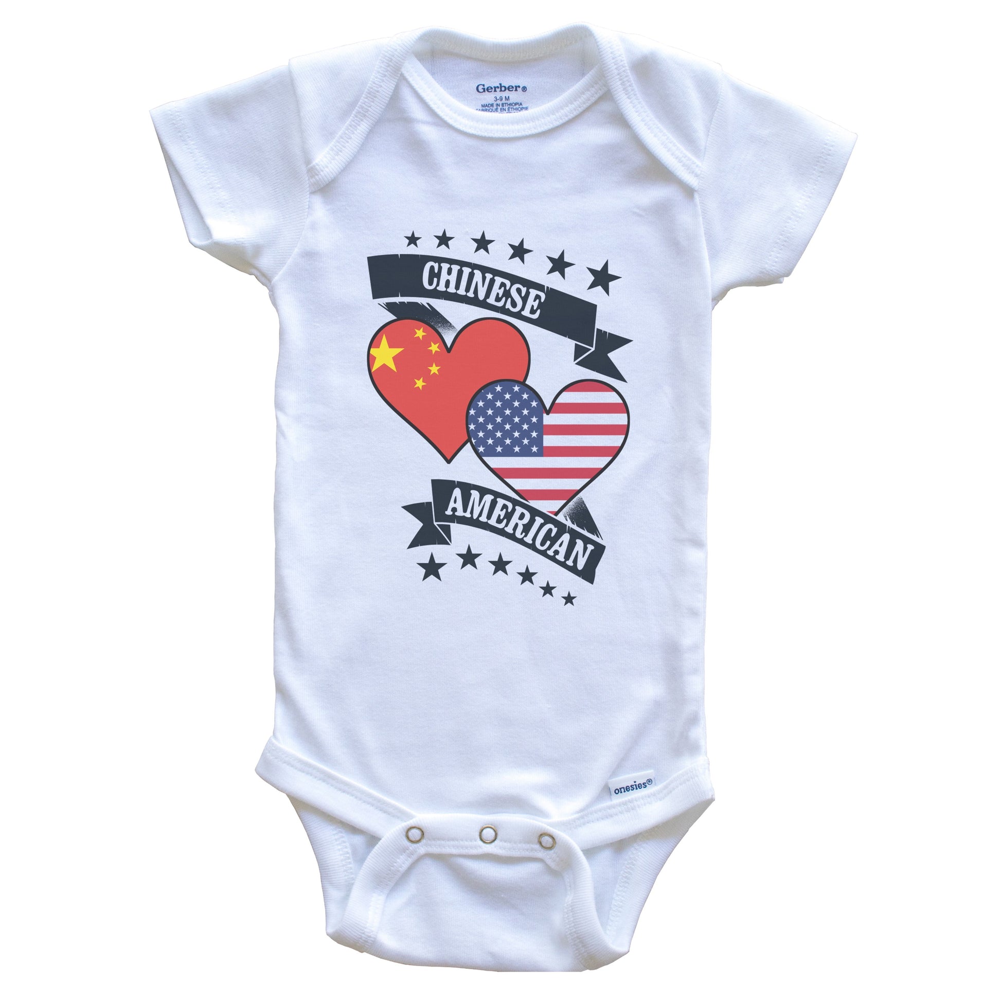 Chinese American Heart Flags China America Baby Bodysuit