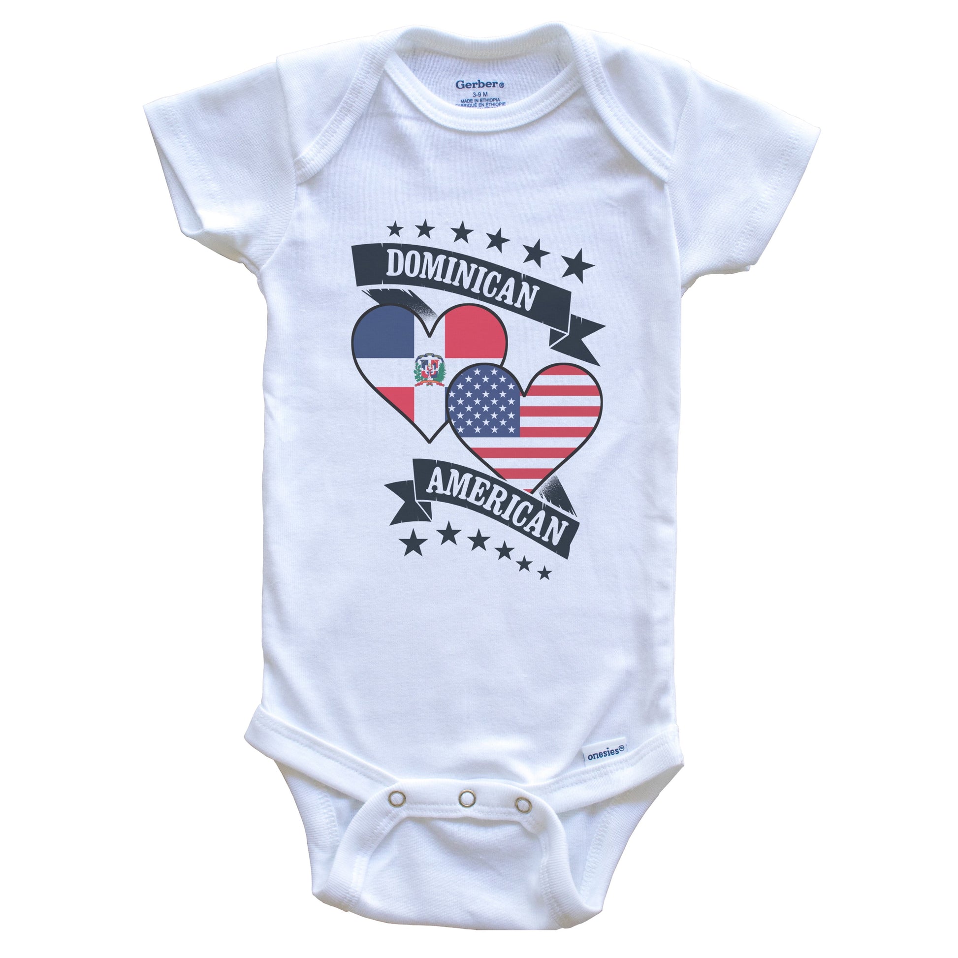 Dominican American Heart Flags Dominican Republic America Baby Bodysuit