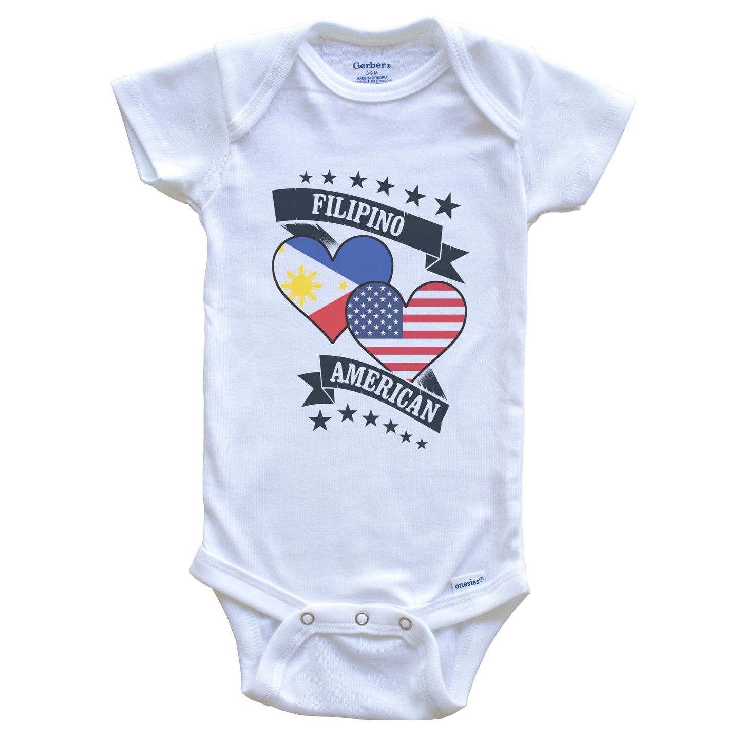 Filipino American Heart Flags Philippines America Baby Bodysuit