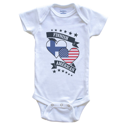 Finnish American Heart Flags Finland America Baby Bodysuit
