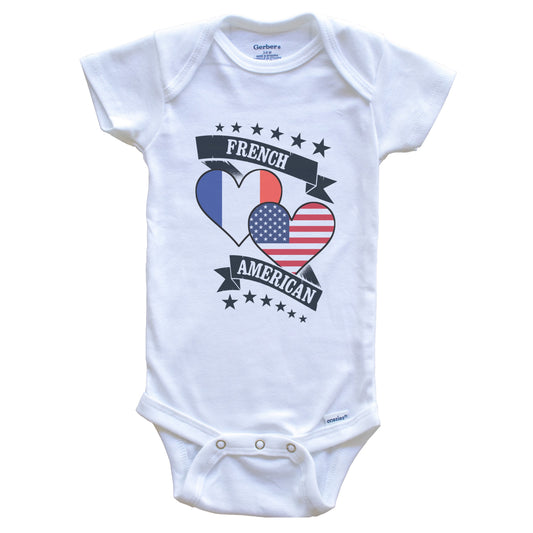 French American Heart Flags France America Baby Bodysuit