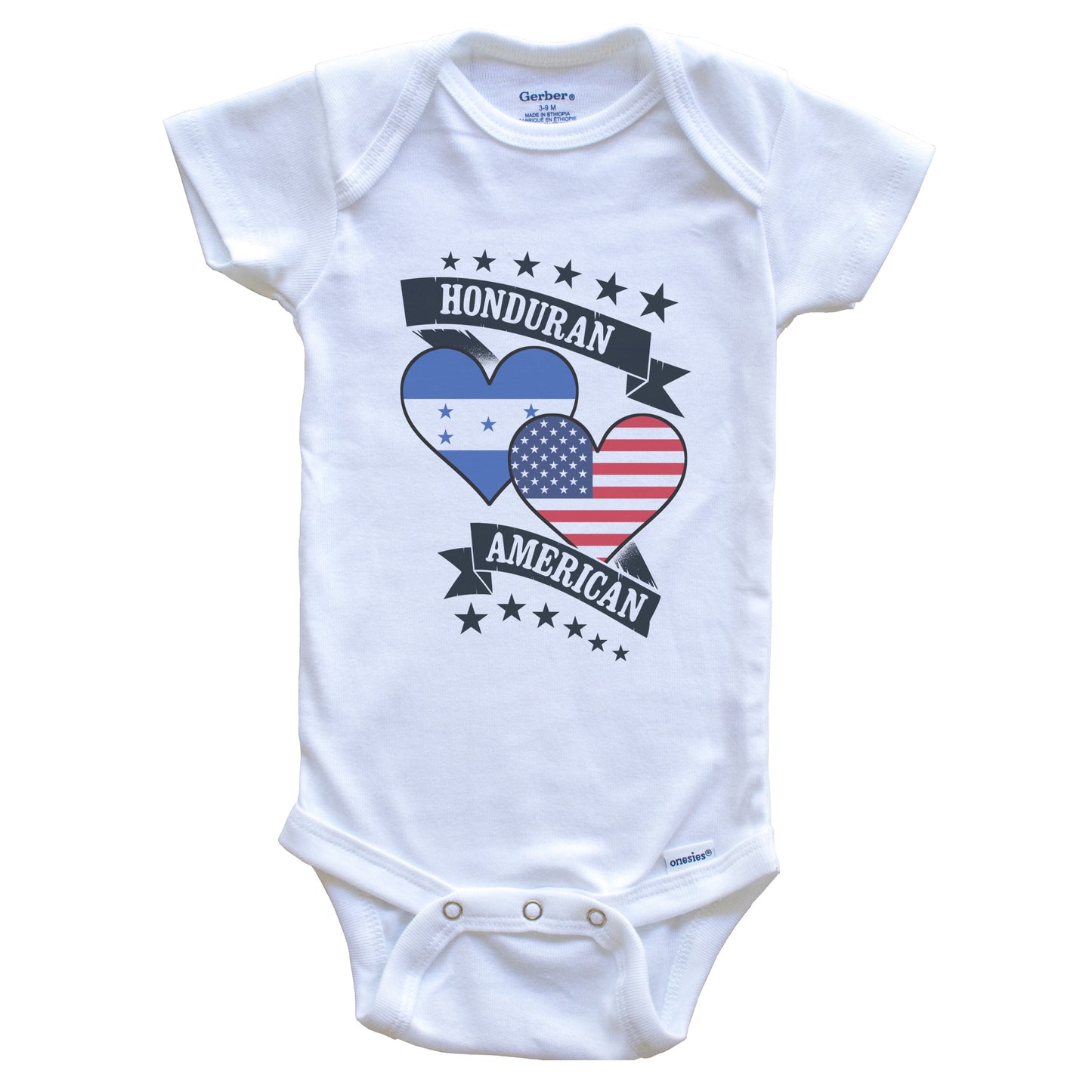 Honduran American Heart Flags Honduras America Baby Bodysuit