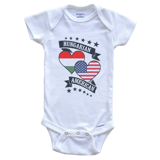 Hungarian American Heart Flags Hungary America Baby Bodysuit