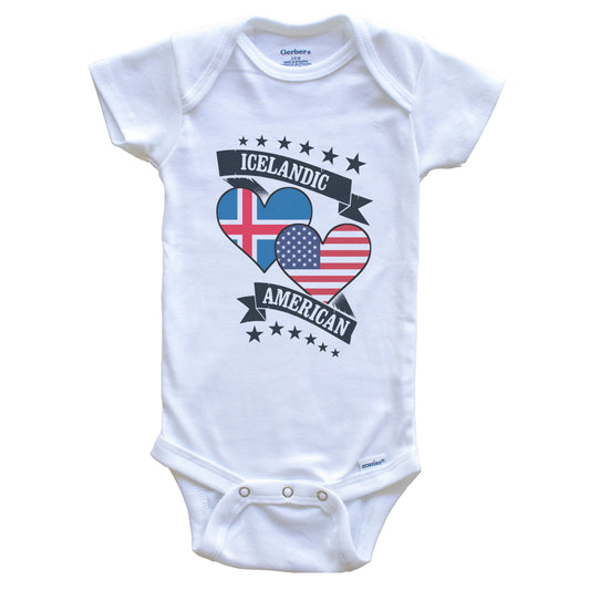 Icelandic American Heart Flags Iceland America Baby Bodysuit