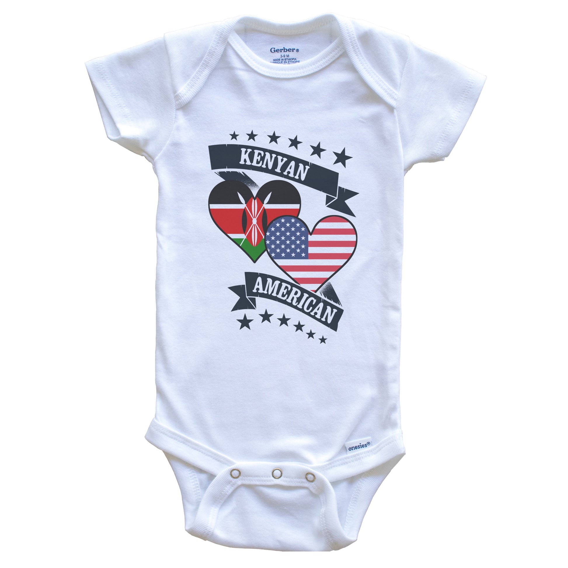 Kenyan American Heart Flags Kenya America Baby Bodysuit