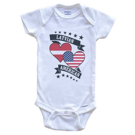 Latvian American Heart Flags Latvia America Baby Bodysuit