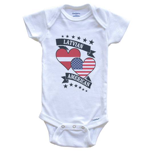 Latvian American Heart Flags Latvia America Baby Bodysuit