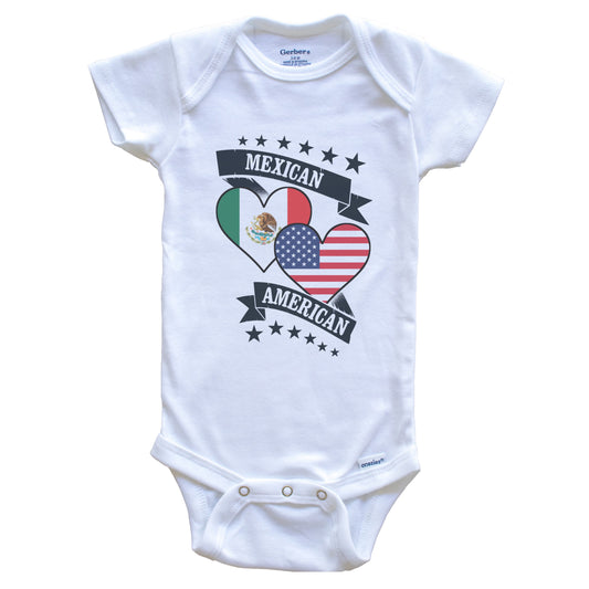 Mexican American Heart Flags Mexico America Baby Bodysuit