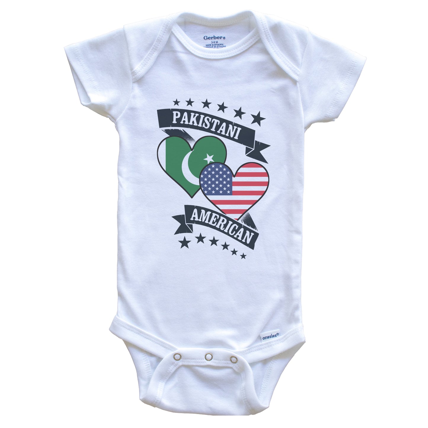 Pakistani American Heart Flags Pakistan America Baby Bodysuit