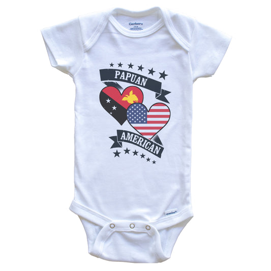 Papuan American Heart Flags Papua New Guinea America Baby Bodysuit