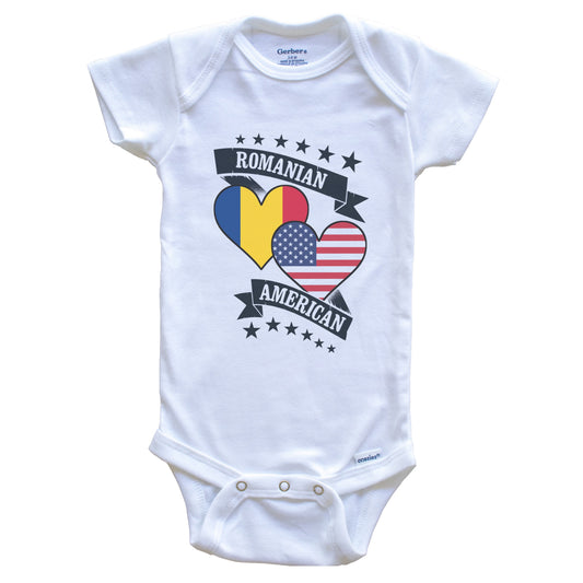 Romanian American Heart Flags Romania America Baby Bodysuit