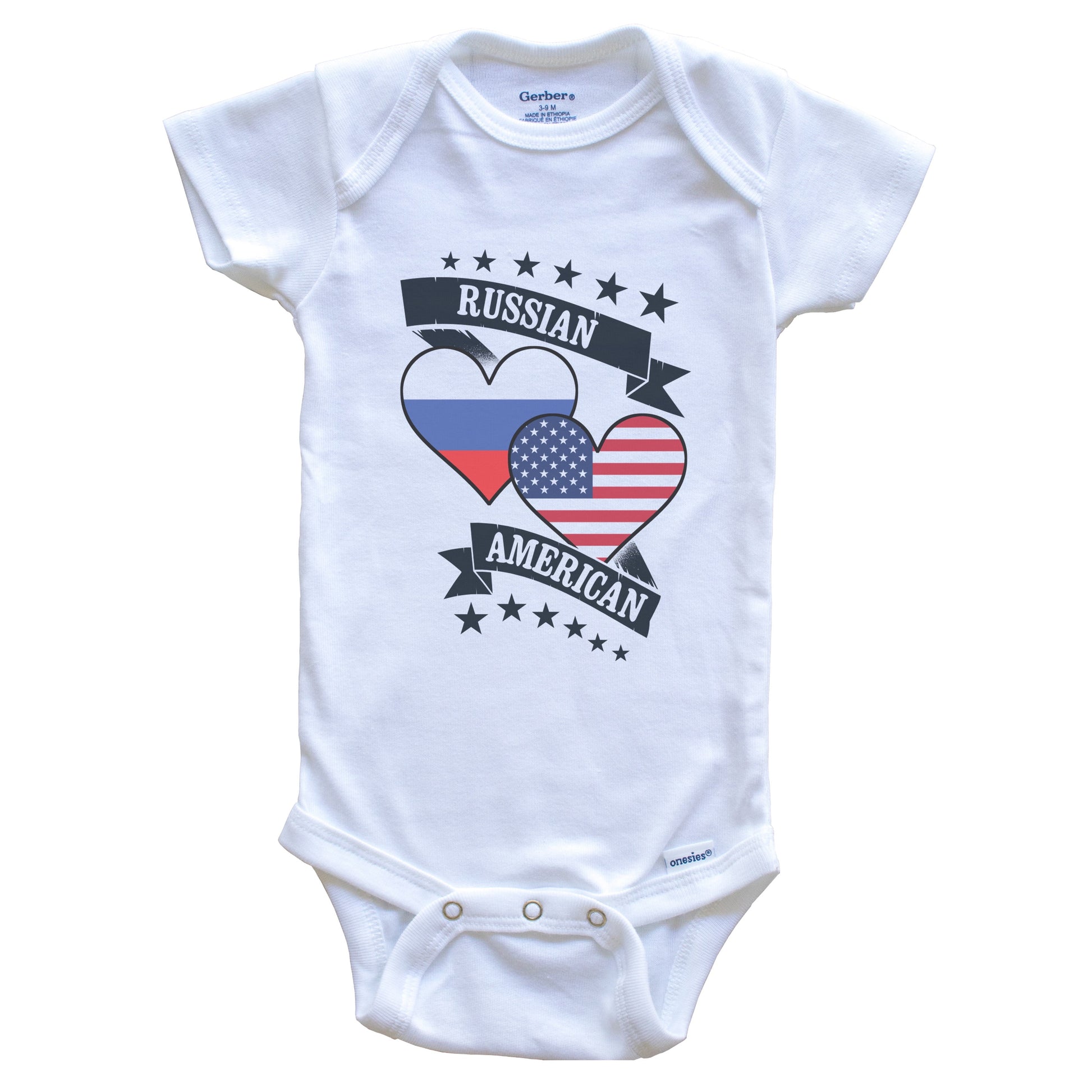 Russian American Heart Flags Russia America Baby Bodysuit