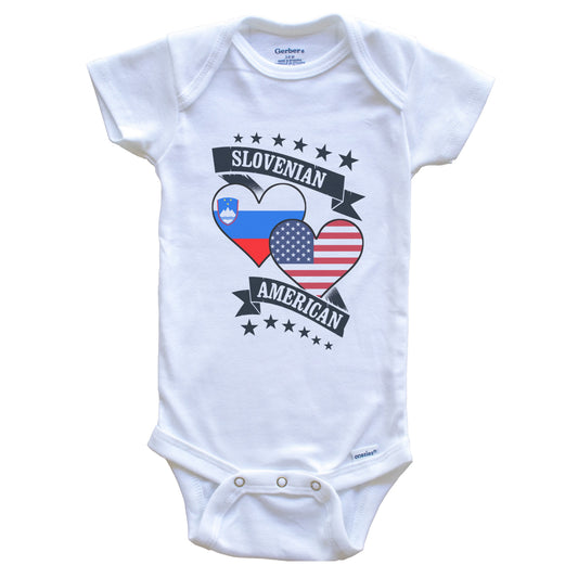 Slovenian American Heart Flags Slovenia America Baby Bodysuit