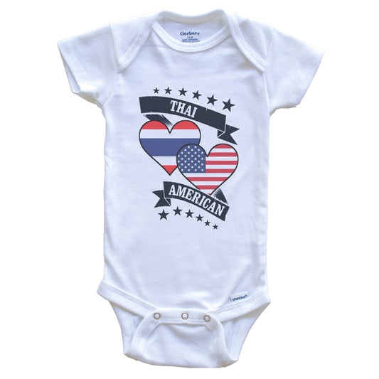 Thai American Heart Flags Thailand America Baby Bodysuit