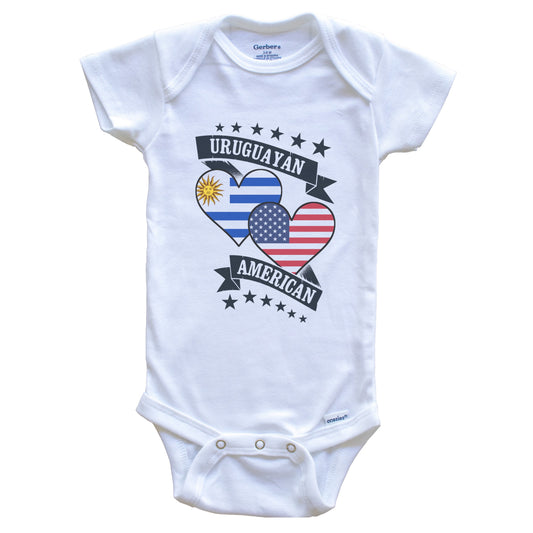 Uruguayan American Heart Flags Uruguay America Baby Bodysuit