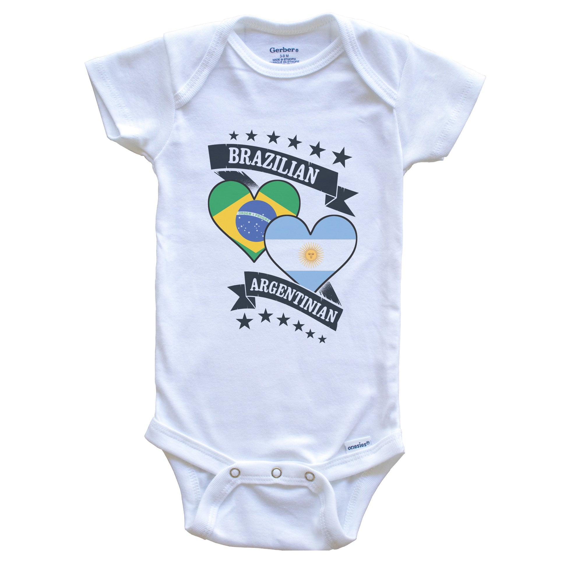 Brazilian Argentinian Heart Flags Brazil Argentina Baby Bodysuit