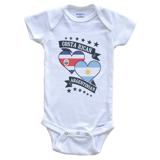 Costa Rican Argentinian Heart Flags Costa Rica Argentina Baby Bodysuit