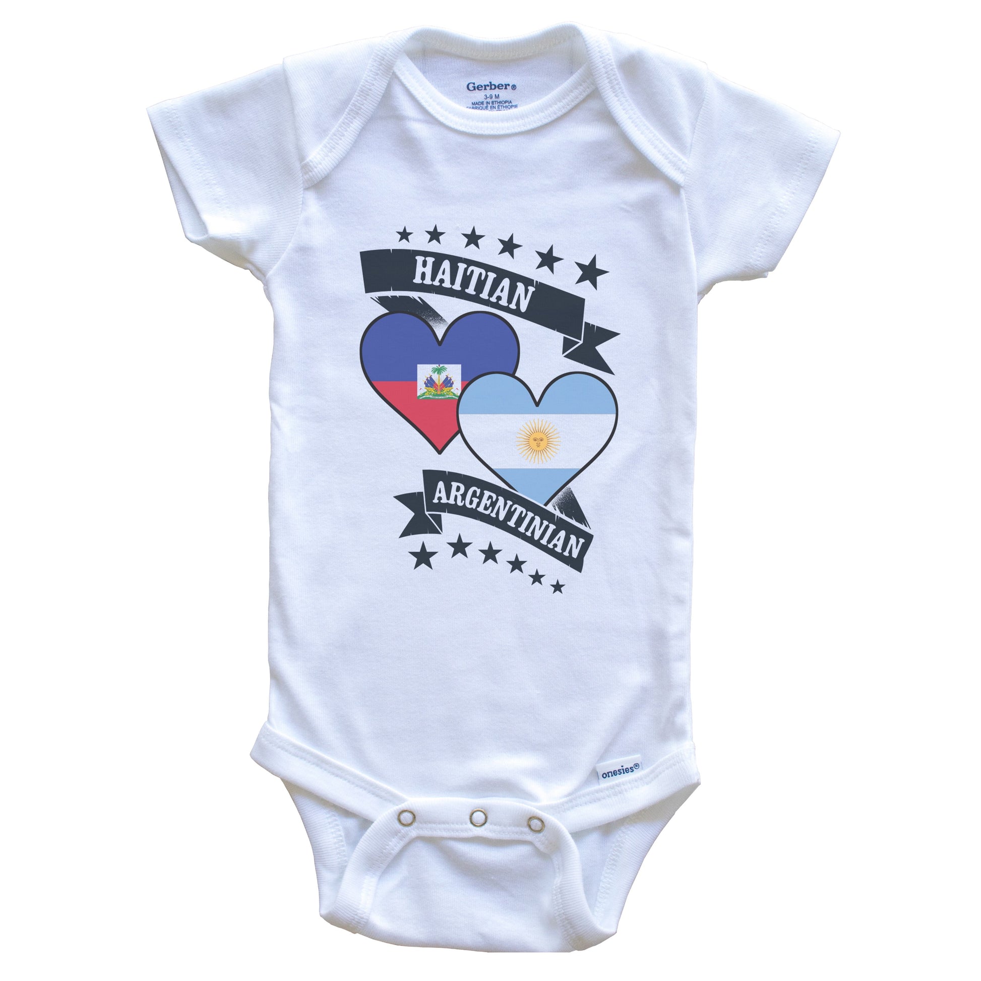 Haitian Argentinian Heart Flags Haiti Argentina Baby Bodysuit