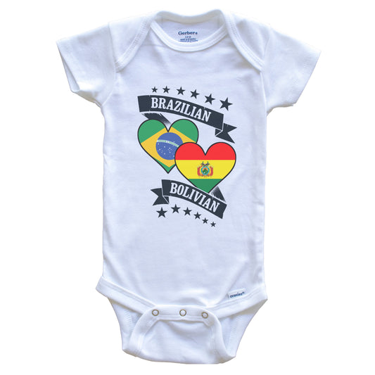 Brazilian Bolivian Heart Flags Brazil Bolivia Baby Bodysuit