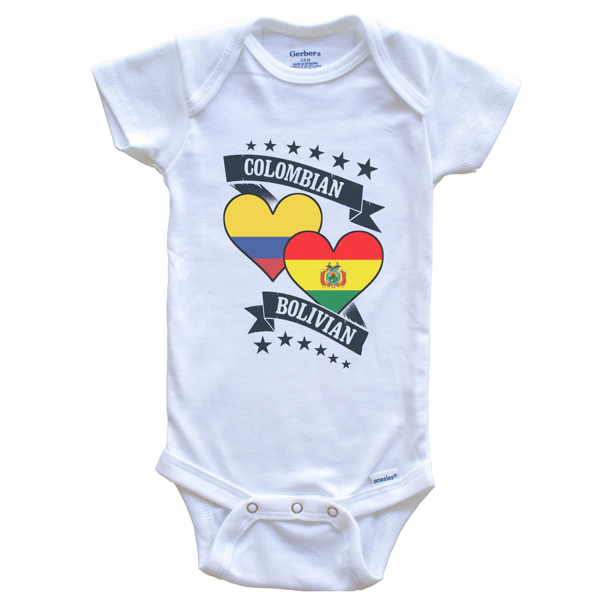 Colombian Bolivian Heart Flags Colombia Bolivia Baby Bodysuit