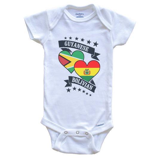 Guyanese Bolivian Heart Flags Guyana Bolivia Baby Bodysuit
