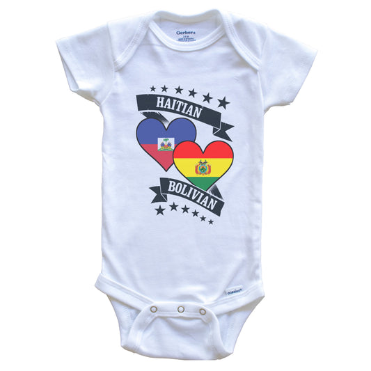 Haitian Bolivian Heart Flags Haiti Bolivia Baby Bodysuit
