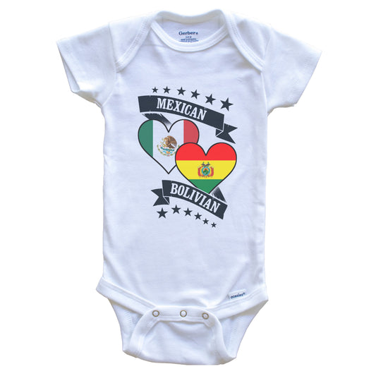 Mexican Bolivian Heart Flags Mexico Bolivia Baby Bodysuit