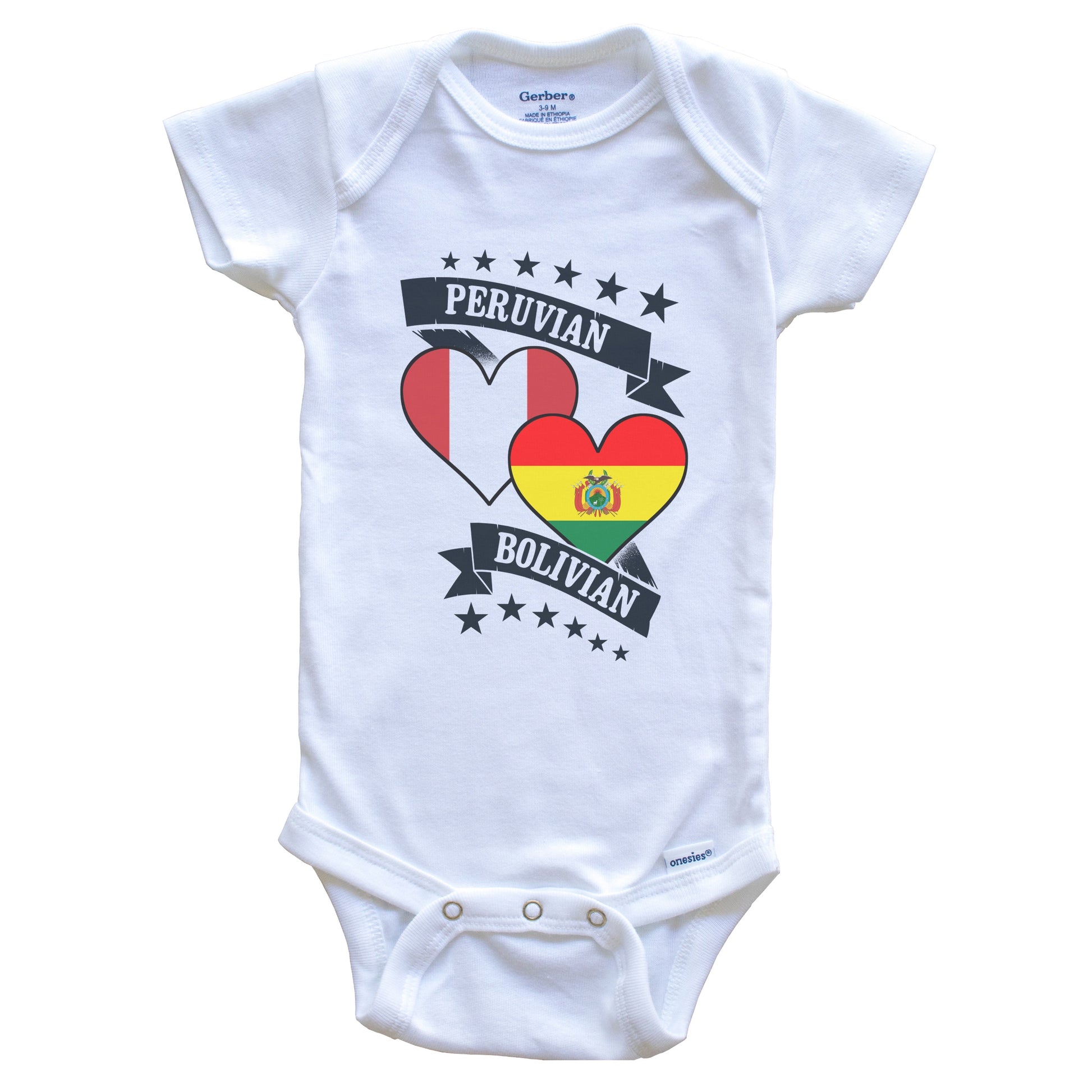 Peruvian Bolivian Heart Flags Peru Bolivia Baby Bodysuit
