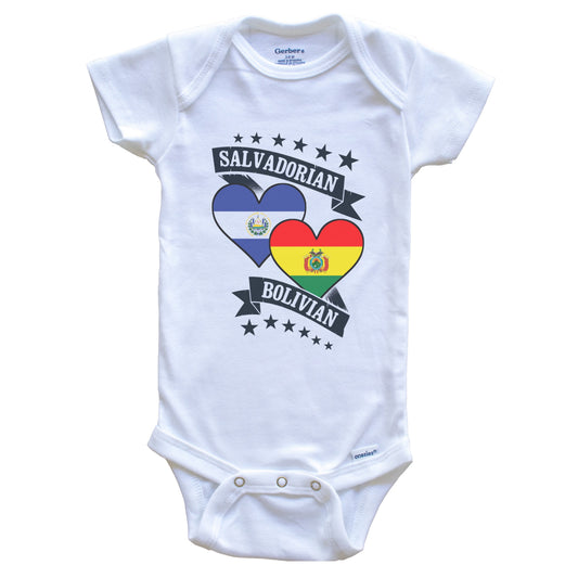 Salvadorian Bolivian Heart Flags El Salvador Bolivia Baby Bodysuit