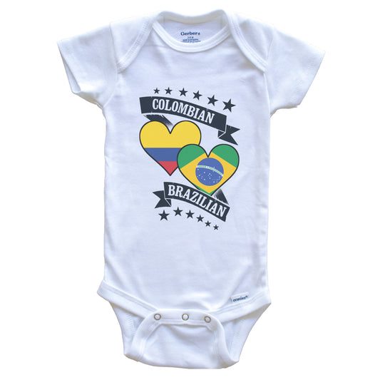Colombian Brazilian Heart Flags Colombia Brazil Baby Bodysuit