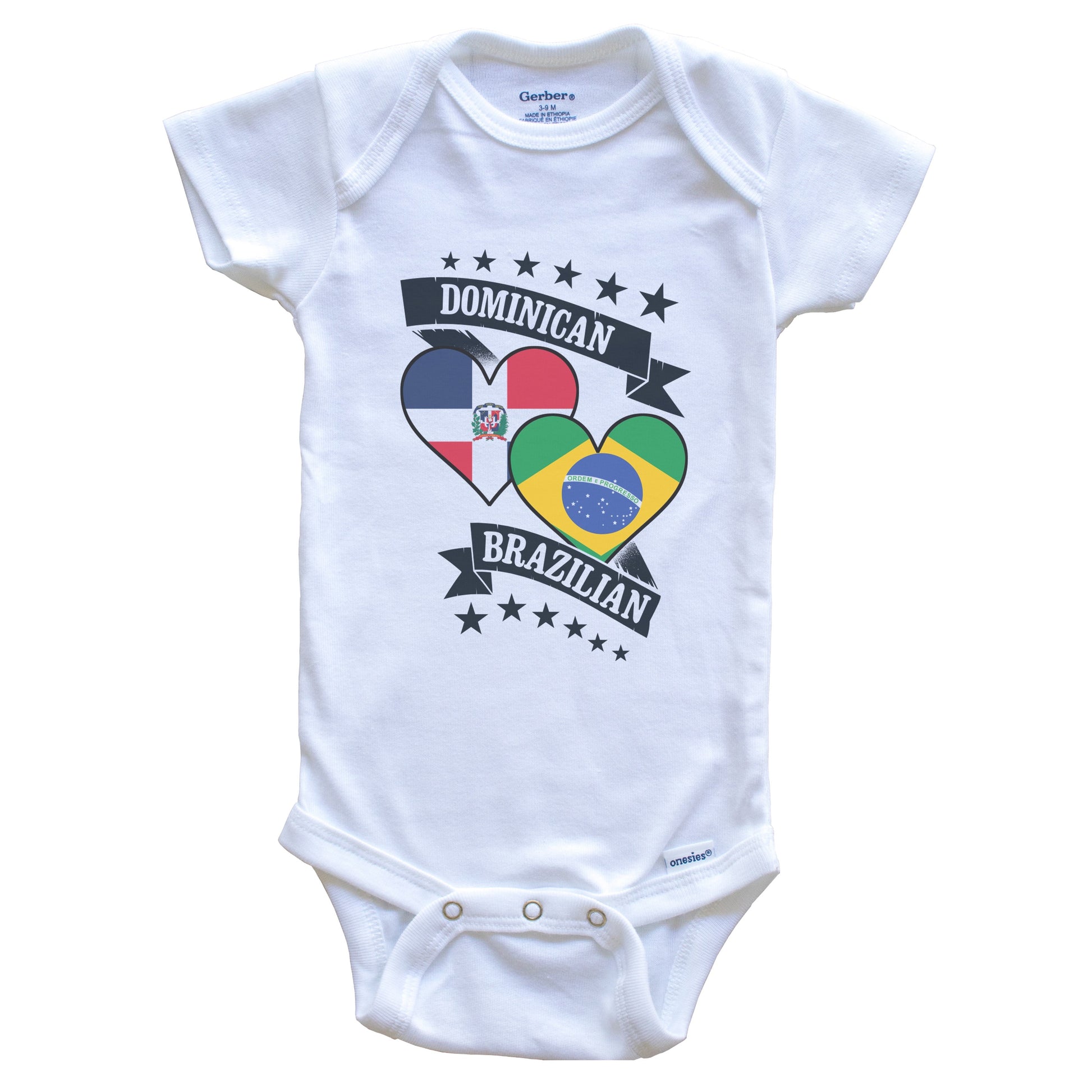 Dominican Brazilian Heart Flags Dominican Republic Brazil Baby Bodysuit