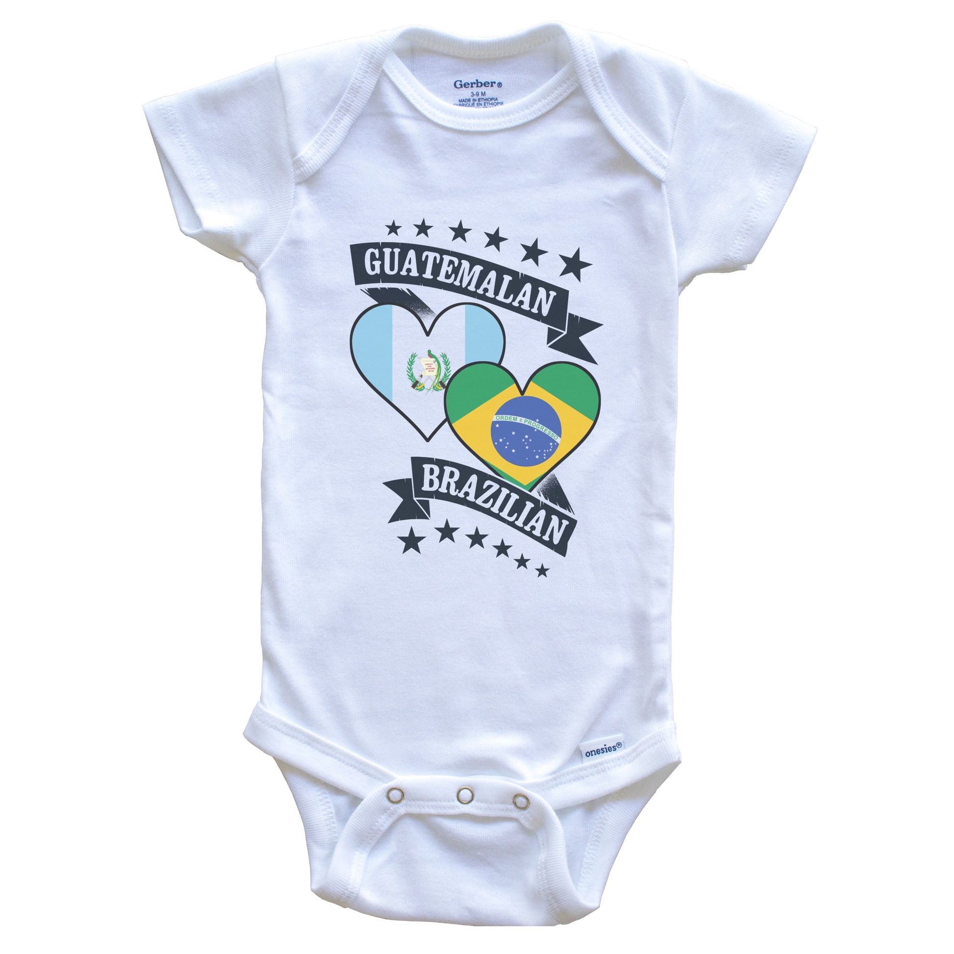 Guatemalan Brazilian Heart Flags Guatemala Brazil Baby Bodysuit