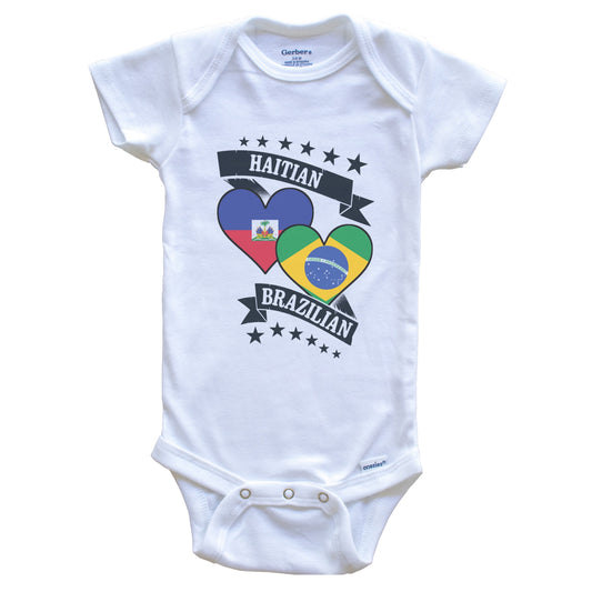 Haitian Brazilian Heart Flags Haiti Brazil Baby Bodysuit
