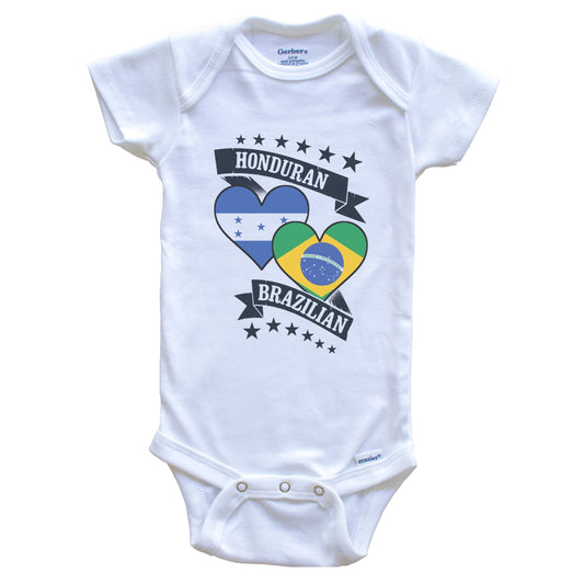 Honduran Brazilian Heart Flags Honduras Brazil Baby Bodysuit