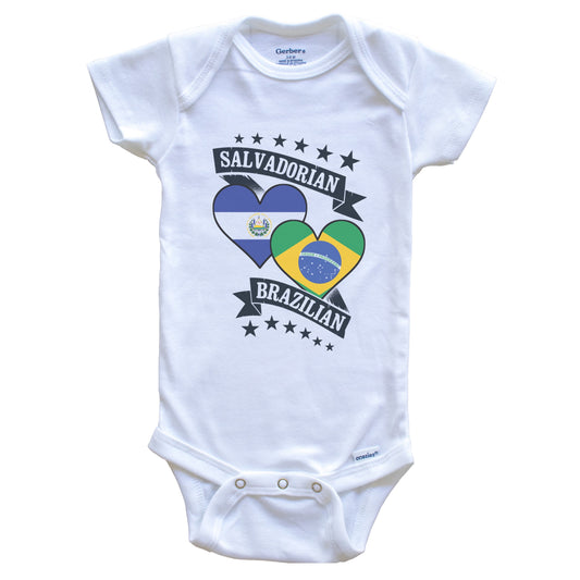 Salvadorian Brazilian Heart Flags El Salvador Brazil Baby Bodysuit