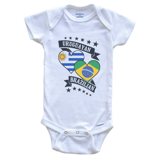 Uruguayan Brazilian Heart Flags Uruguay Brazil Baby Bodysuit