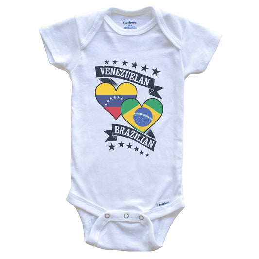 Venezuelan Brazilian Heart Flags Venezuela Brazil Baby Bodysuit