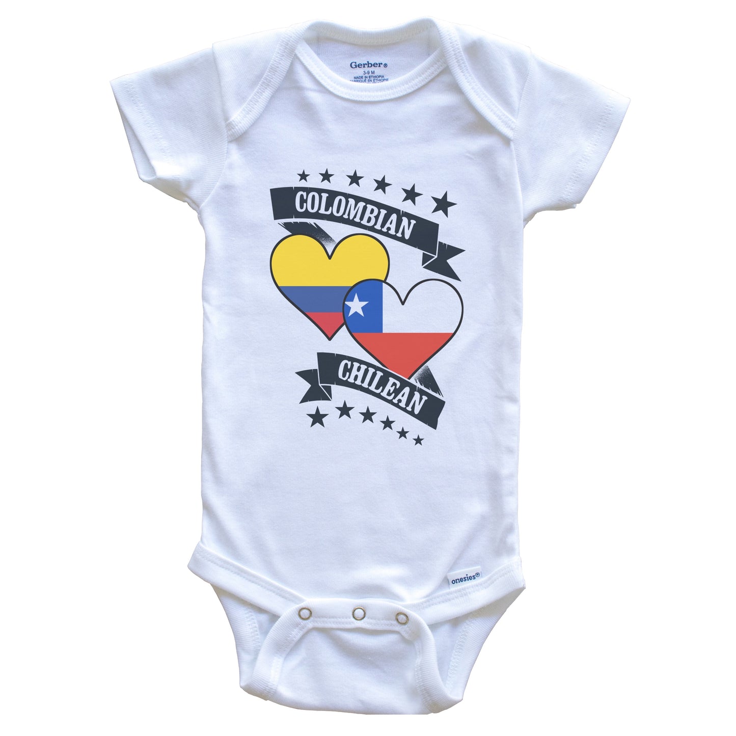 Colombian Chilean Heart Flags Colombia Chile Baby Bodysuit